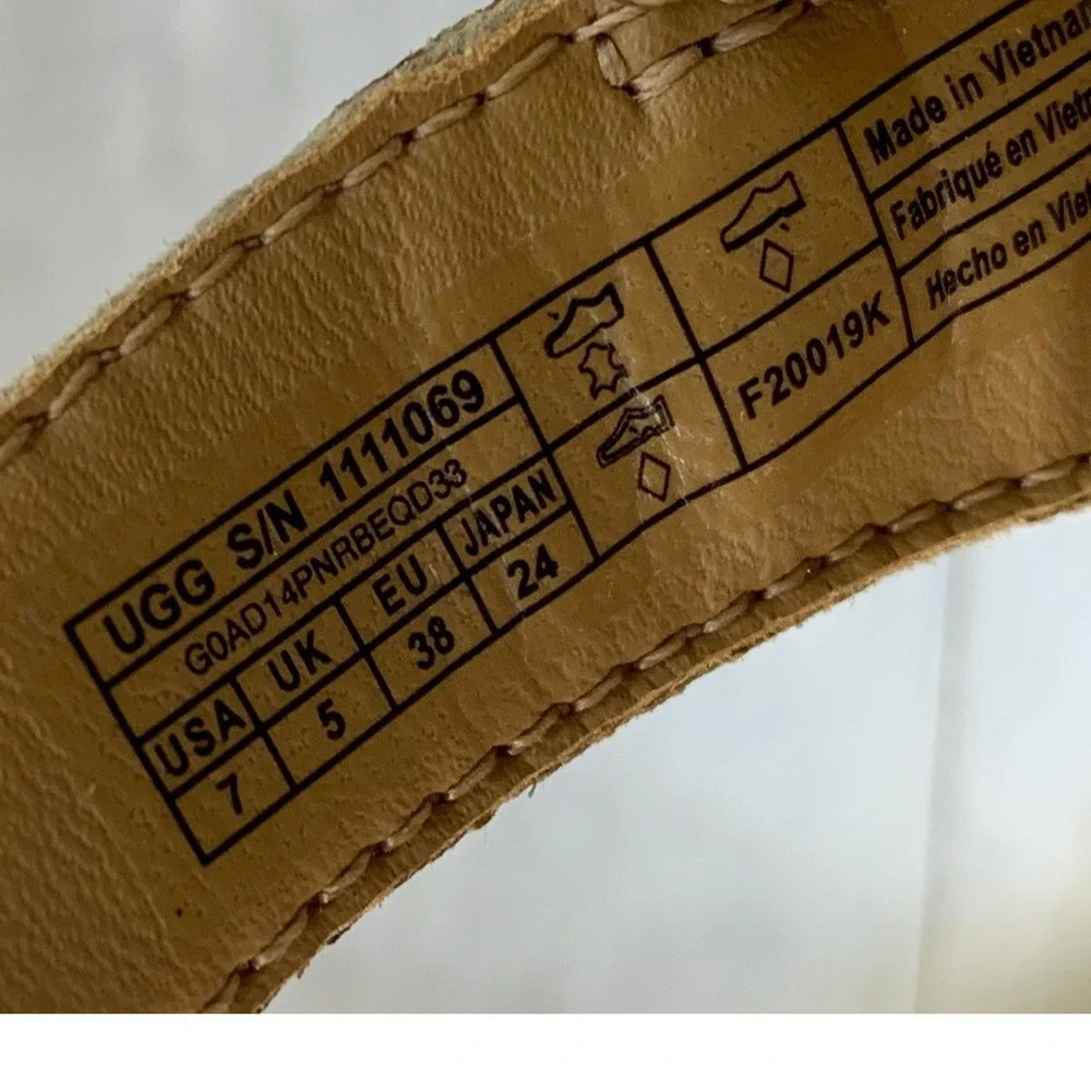 UGG Yarrow Women's Metallic Gold Leather Cork Espadrille Wedge Sandals 7